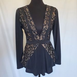 NWOT XS Black Venus Deep V Top